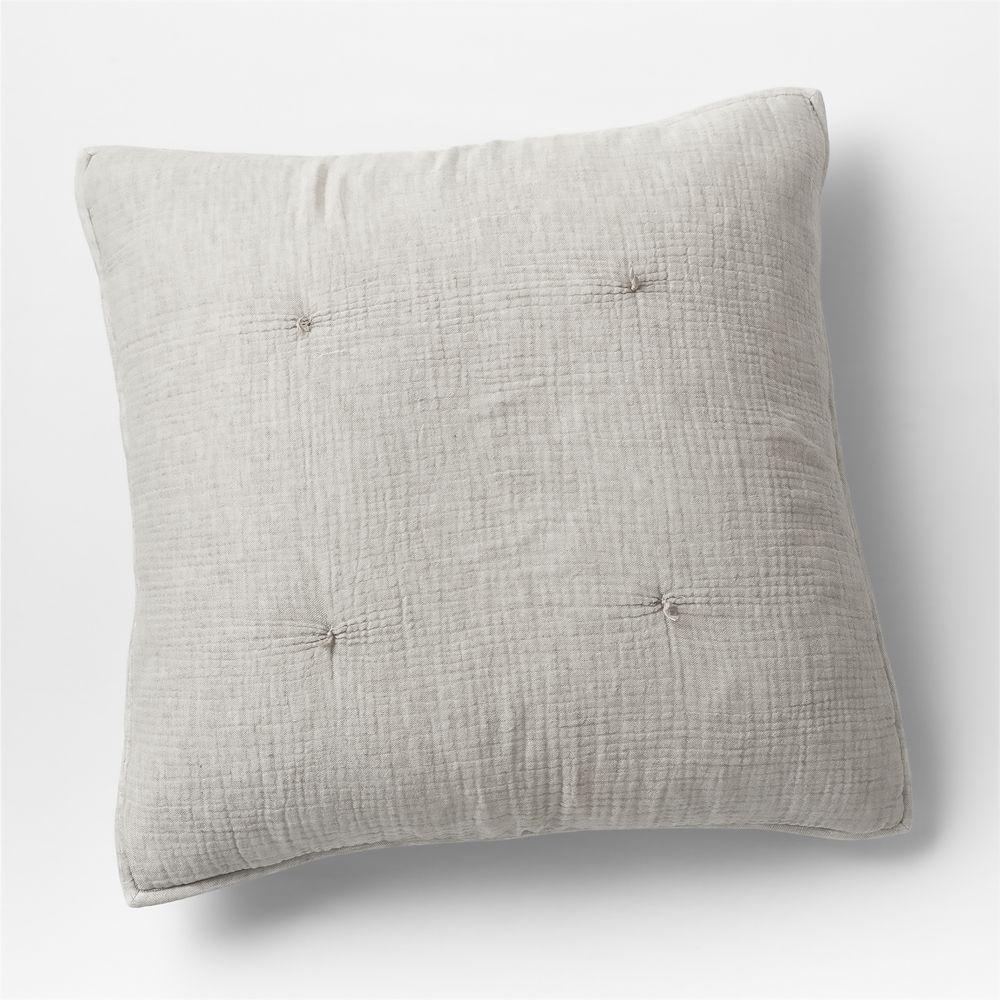 Crinkle Cotton Linen Blend Pebble Grey Bed Pillow Sham