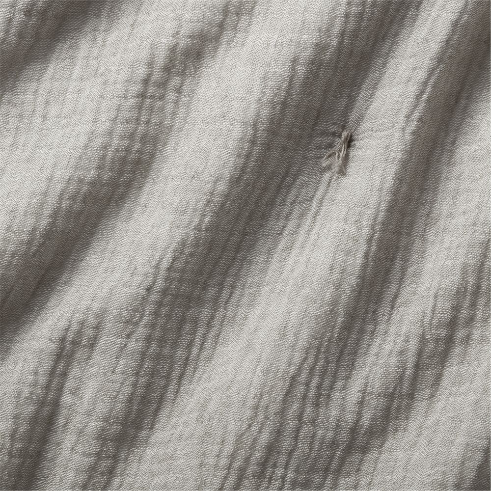 Crinkle Cotton Linen Blend Pebble Grey Bed Pillow Sham- Image 2