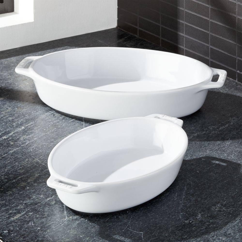 Staub White 2-Piece Oval Baker Set