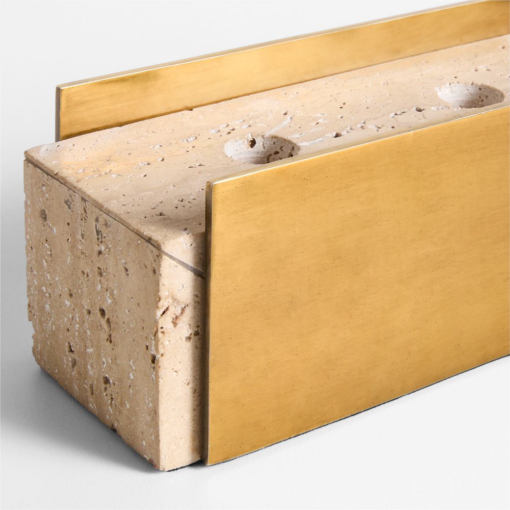 Alternative view of Liner Travertine and Brass Candelabra by Brigette Romanek