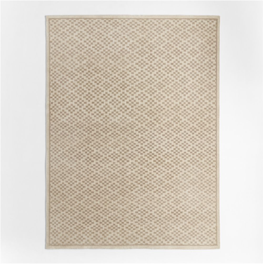 Sydney Wool Checker Taupe Handknotted Area Rug