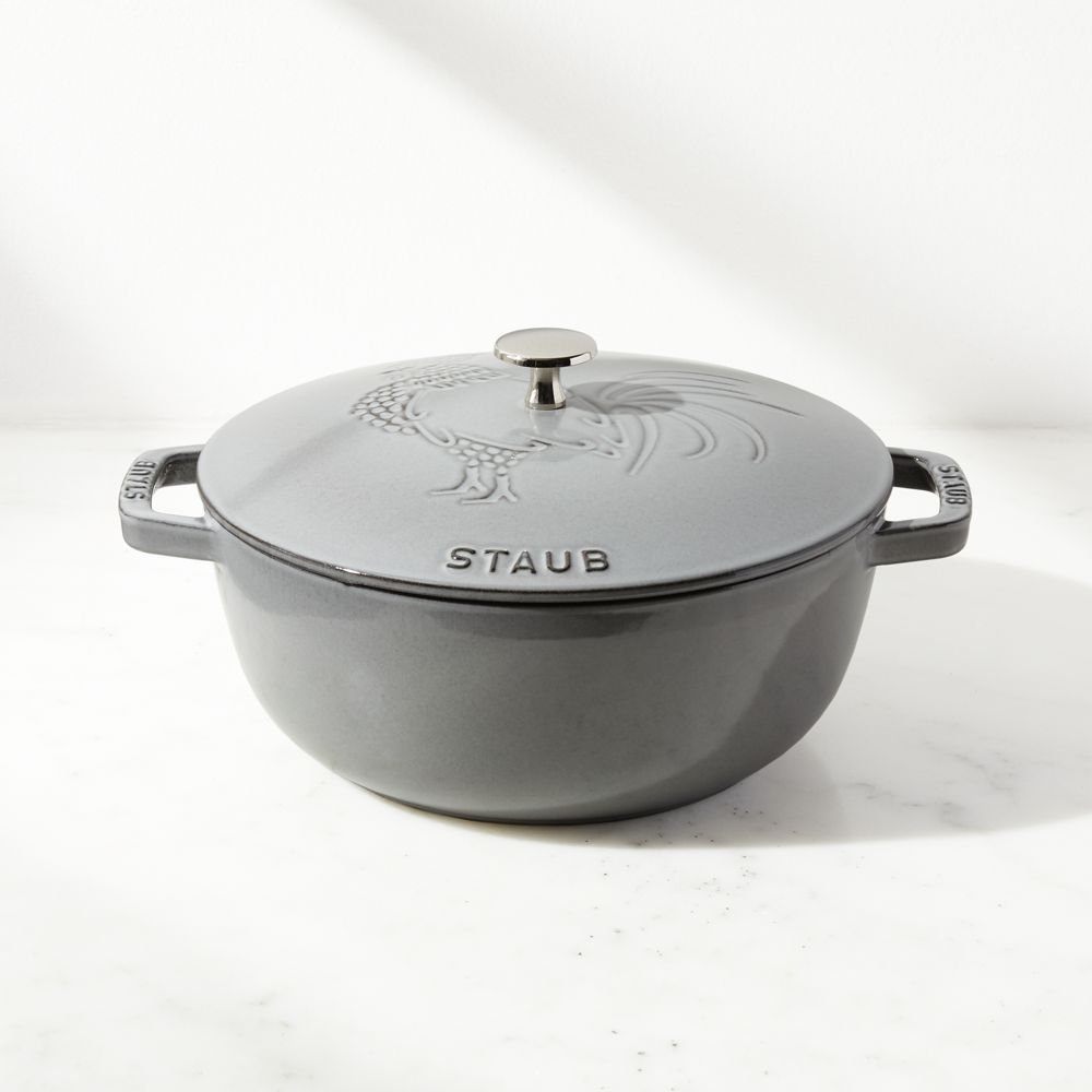 Staub Essential Graphite 3.75-Qt. Round French Oven with Rooster Lid