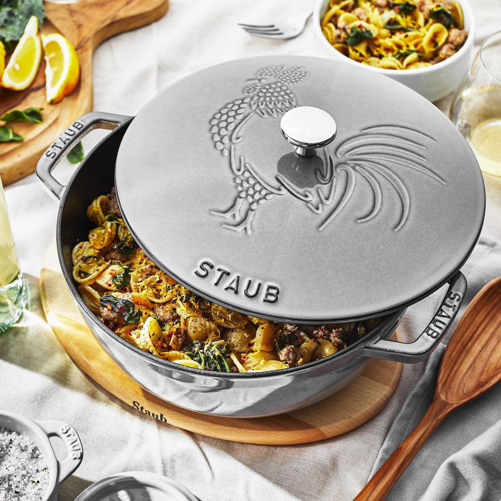 Alternative view of Staub Essential Graphite 3.75-Qt. Round French Oven with Rooster Lid
