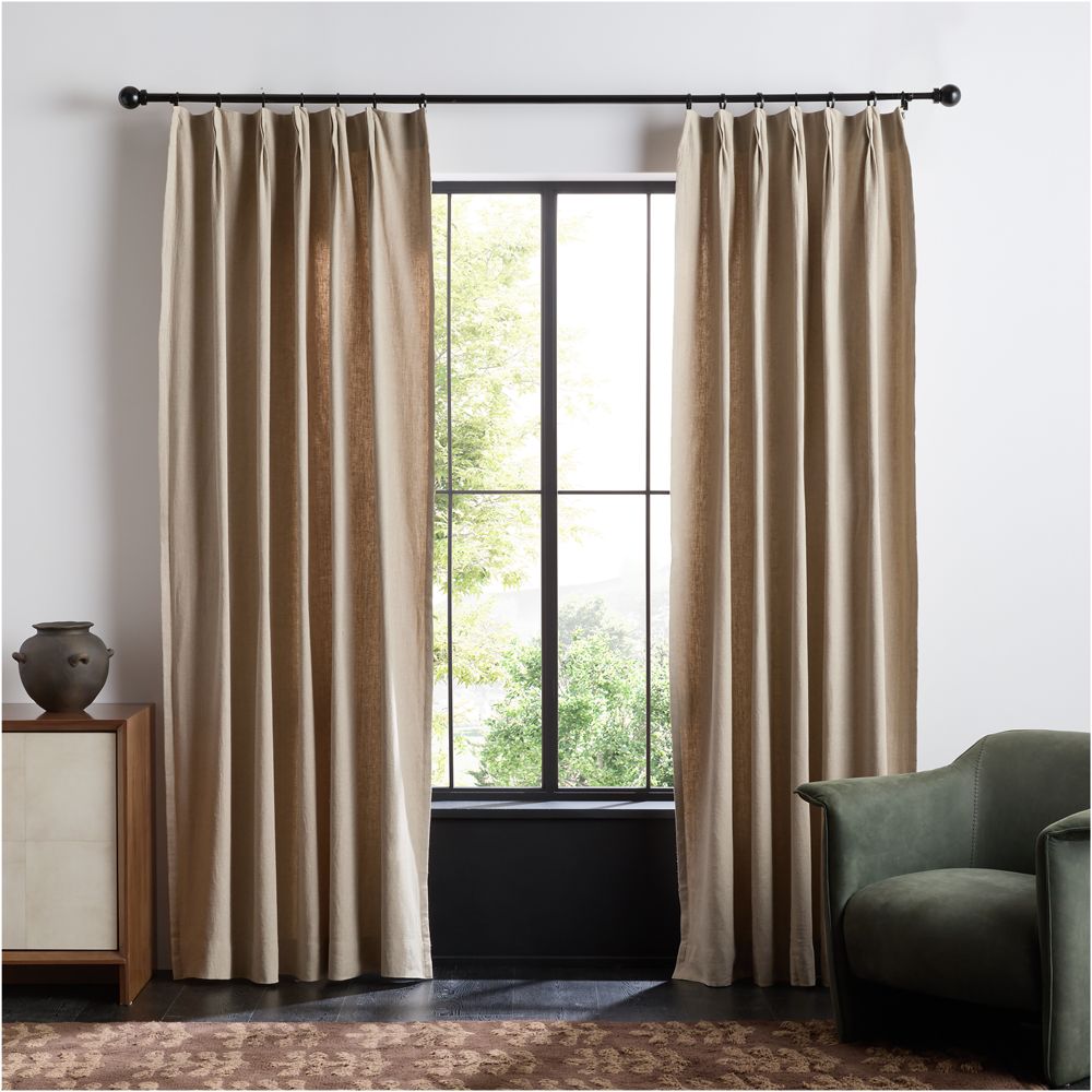 French Pleat Natural Taupe Linen Blend Window Curtain Panel by Jeremiah Brent