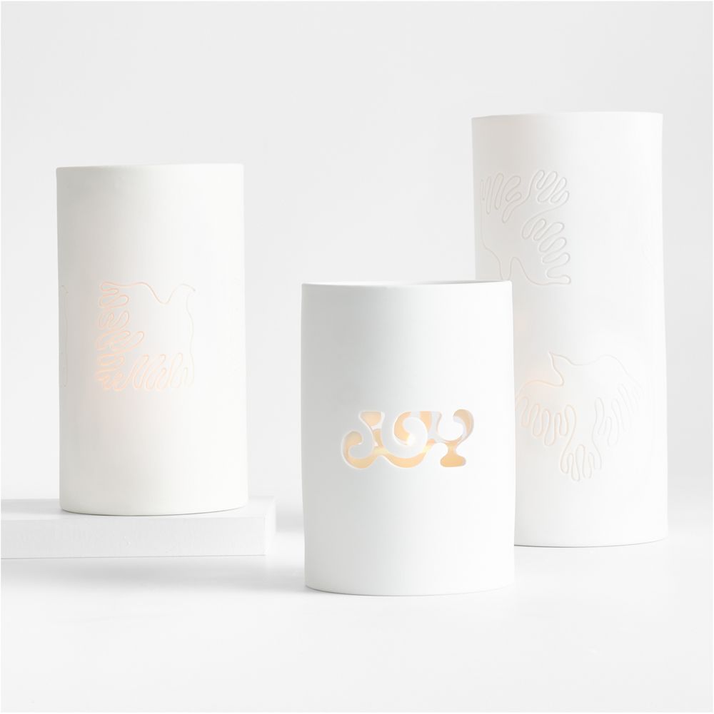 Alternative view of White Ceramic Hurricane Candle Holders by Lucia Eames