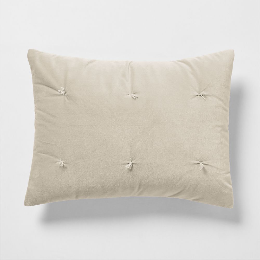 Organic Cotton Linen Velvet Sand Beige Bed Pillow Sham