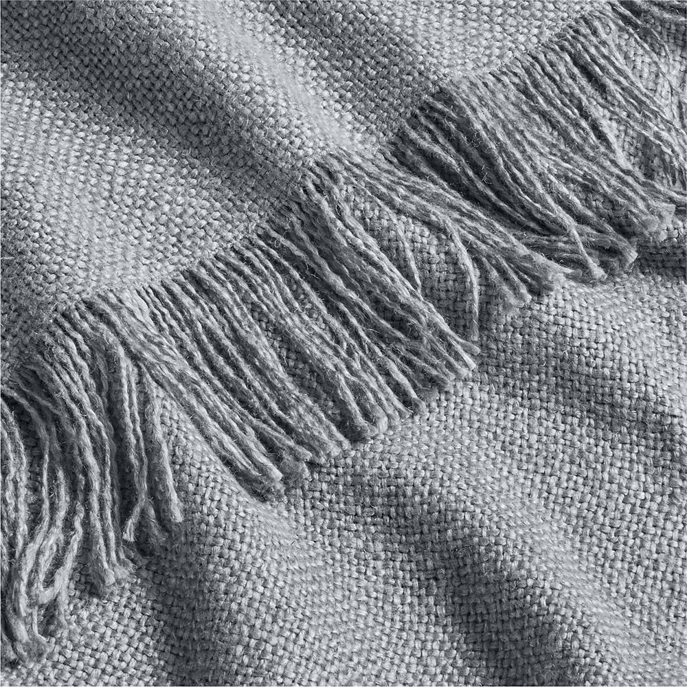 Alternative view of Casual Textured Fringe 70"x55" Smoke Blue Throw Blanket