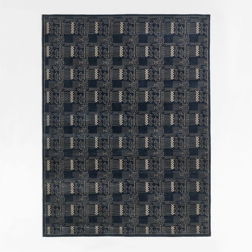 Palma Wool Hand-Knotted Royal Blue Area Rug