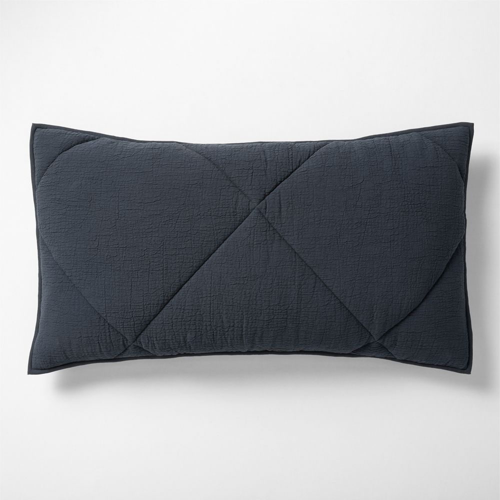 Cotton Crinkle Matelasse Midnight Navy Blue Standard Bed Pillow Sham