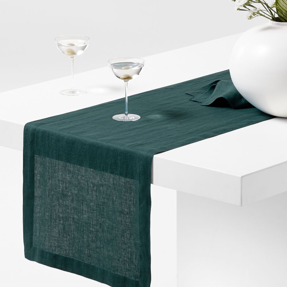 Marin 120" Sea Blue European Linen Table Runner