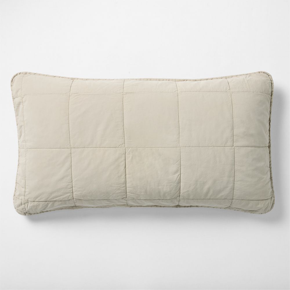 Sunwashed Organic Cotton Fog Grey Quilted Bed Pillow Sham