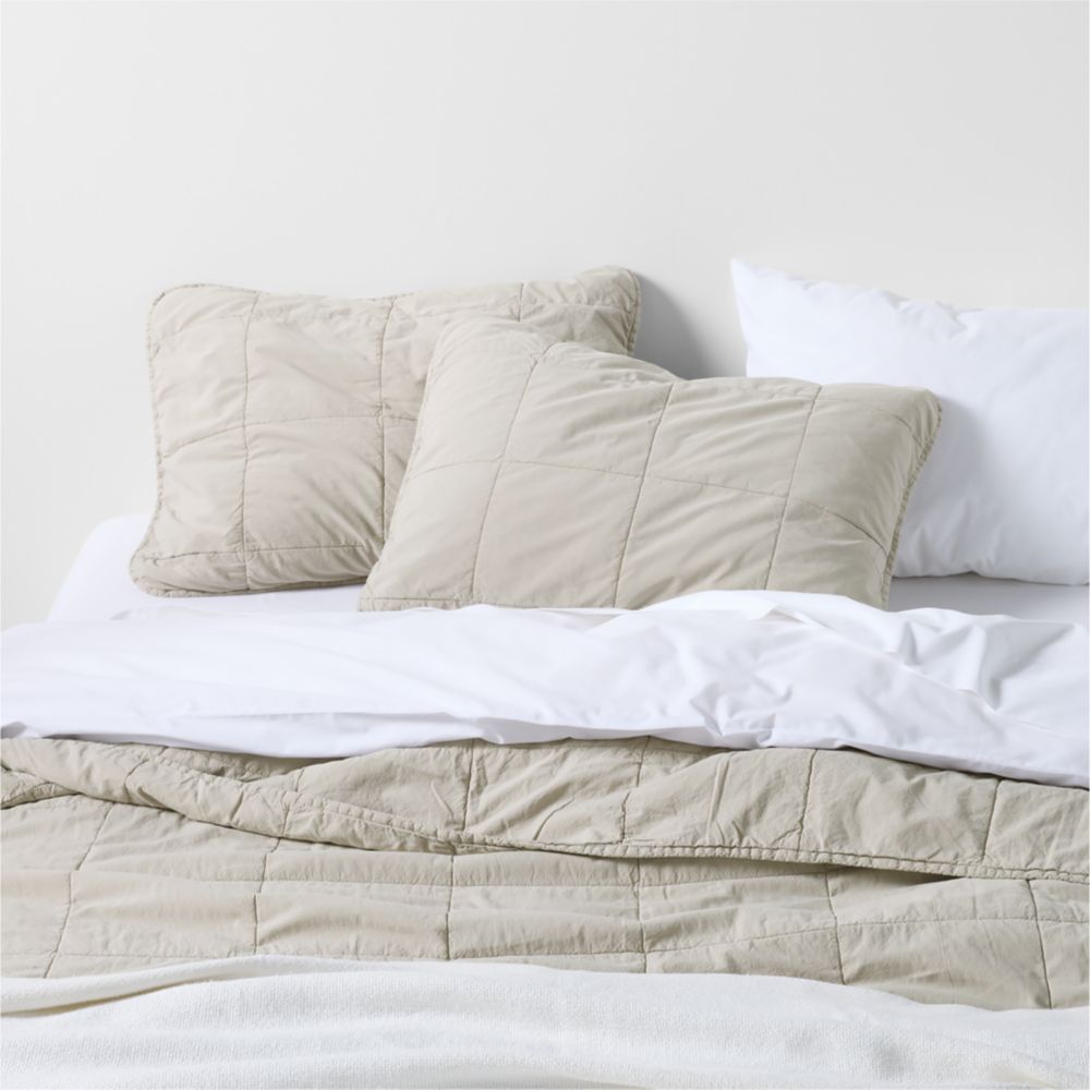 Alternative view of Sunwashed Organic Cotton Fog Grey Quilted Bed Pillow Sham