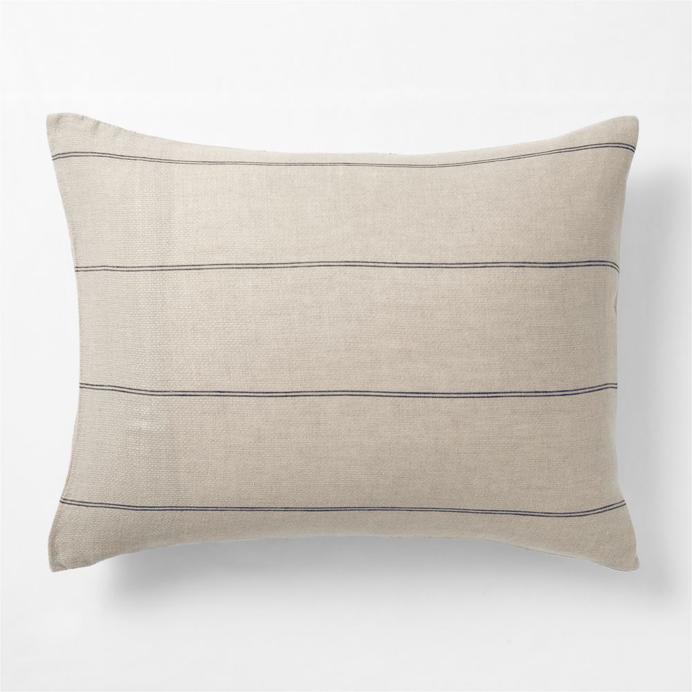 Natural Hemp Arcadia Tan and Midnight Navy Reversible Grid Bed Pillow Sham