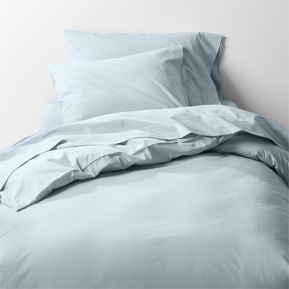 Cozy Cloud Washed Organic Cotton Sky Blue Twin XL Duvet Cover