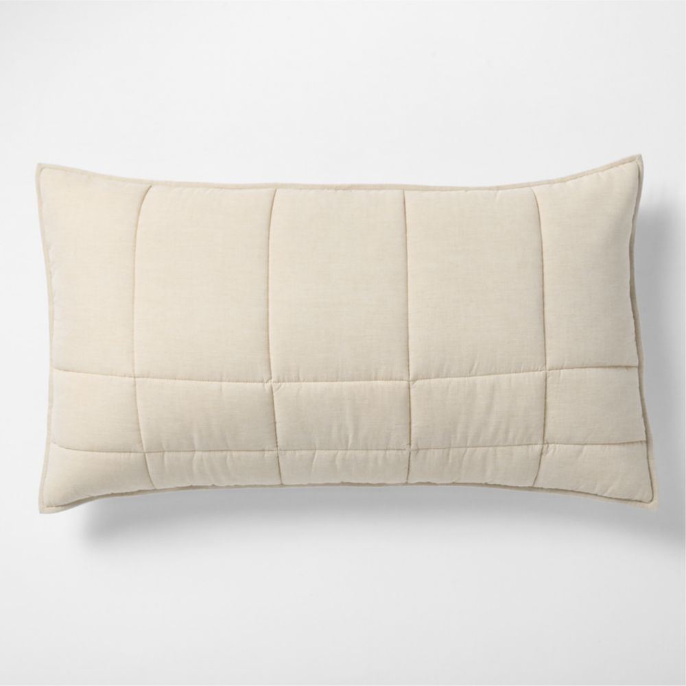 Organic Cotton Heathered Sand Beige Grid Bed Pillow Sham