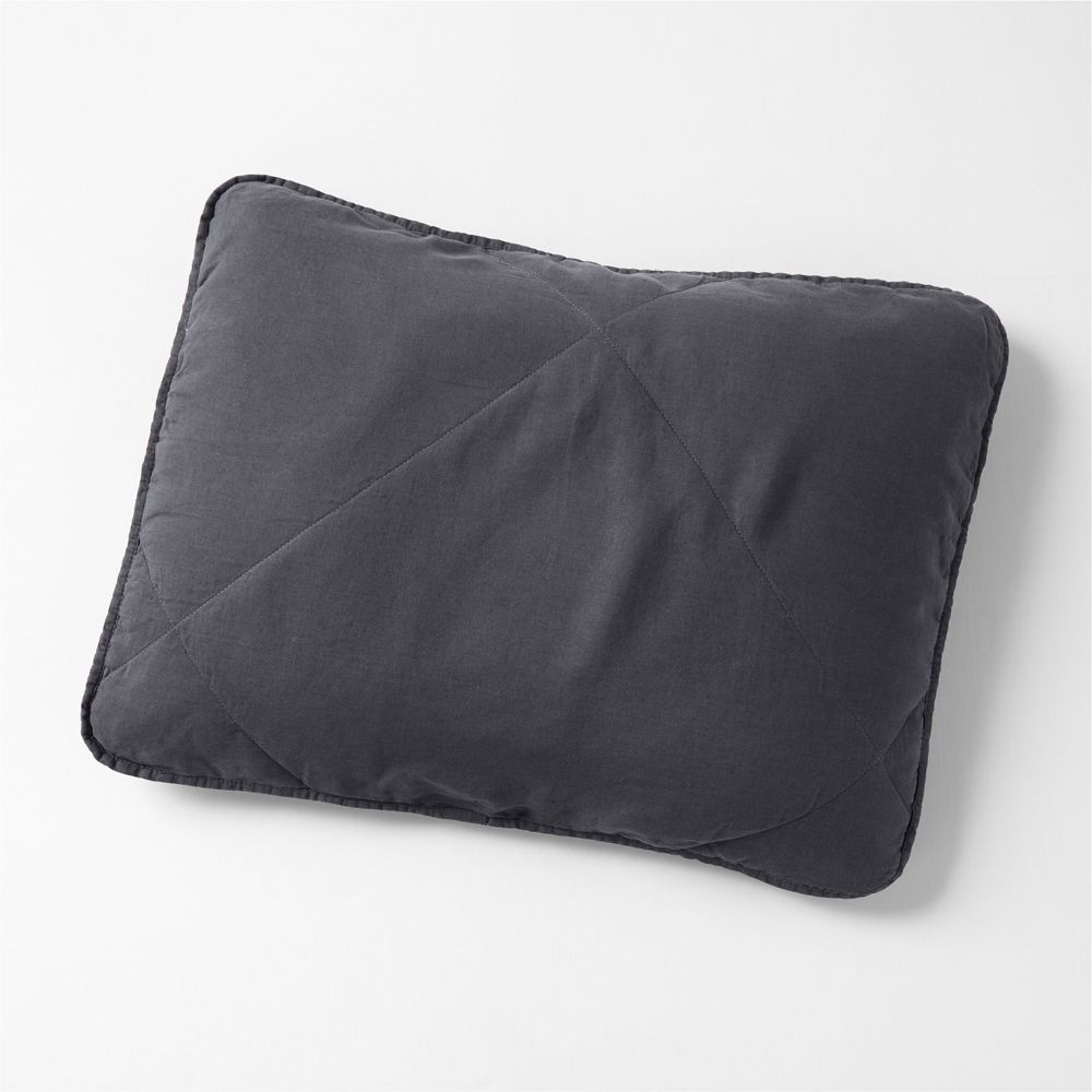 European Linen Midnight Navy Blue Quilted Pillow Sham