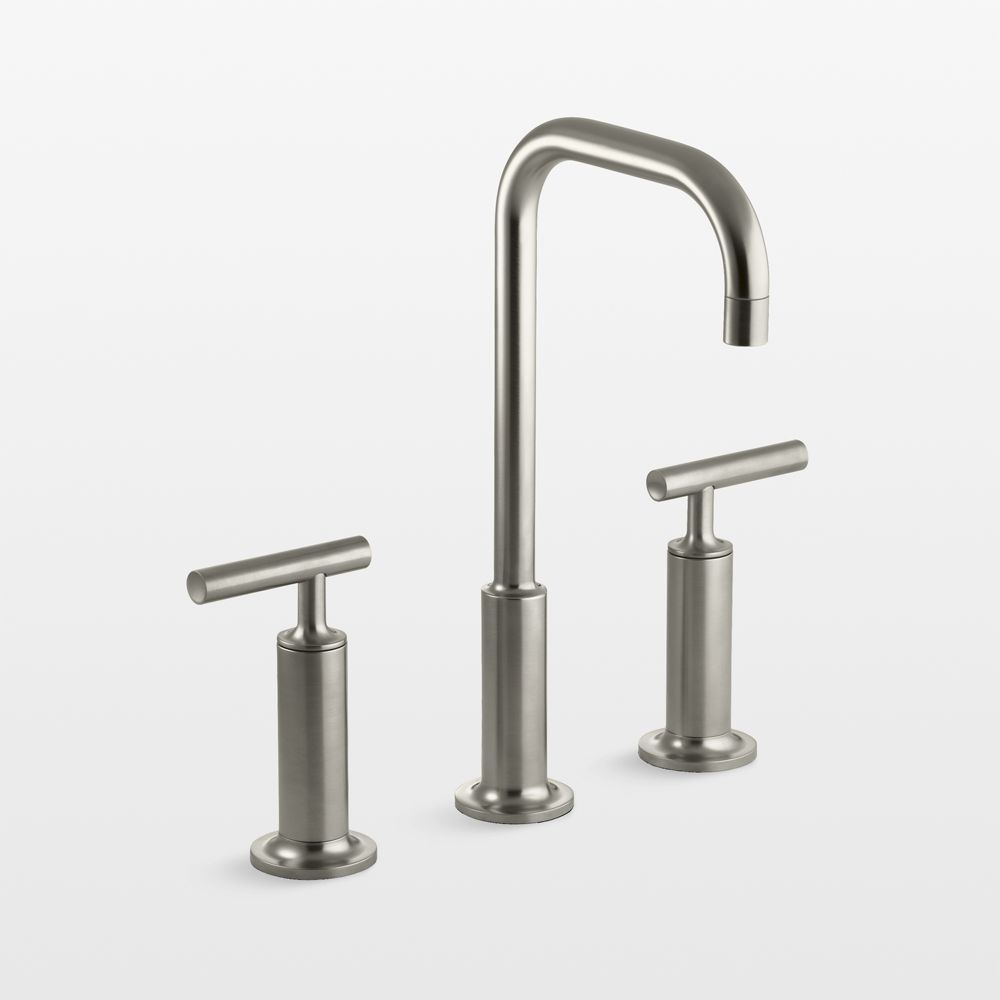 Kohler Purist Widespread Brushed Nickel Gooseneck Bathroom Sink Fauce