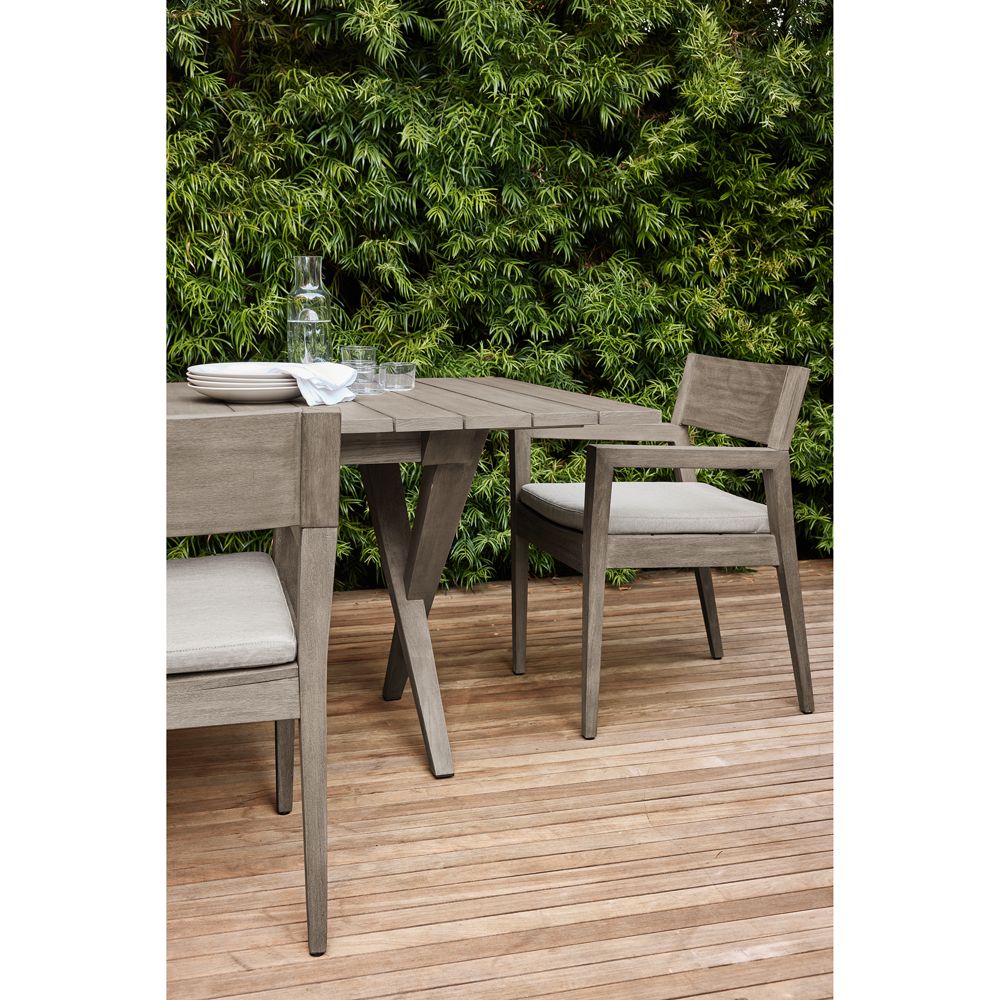 Alternative view of Andorra Weathered Grey Wood Outdoor Dining Chair with Sand Cushion