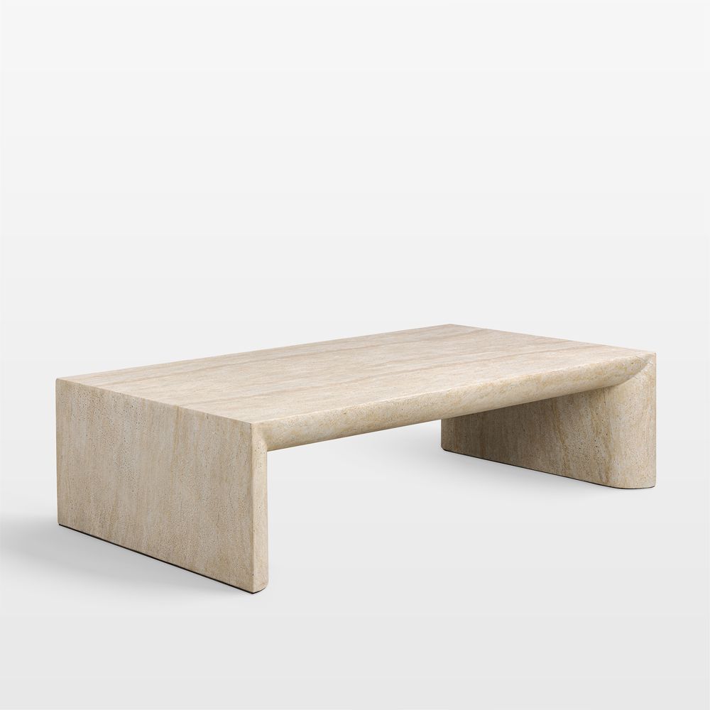 Orla Faux Travertine 60" Rectangular Coffee Table
