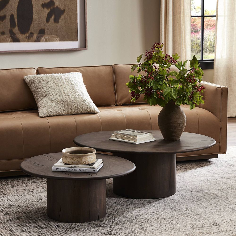Alternative view of Stuart Aged Belgium Bleach Wood Nesting Round Coffee Tables