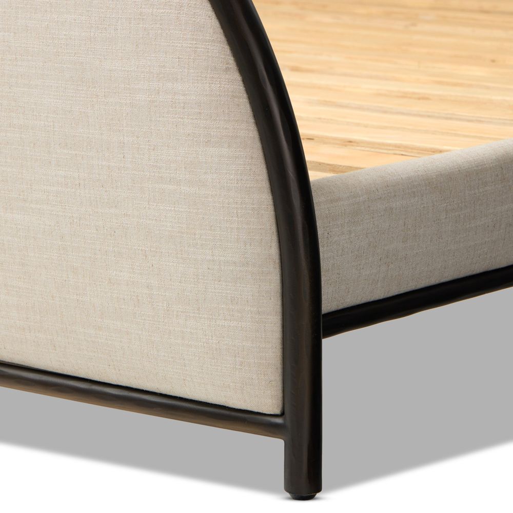 Lamont Parchment Beige Upholstered Bed- Image 2