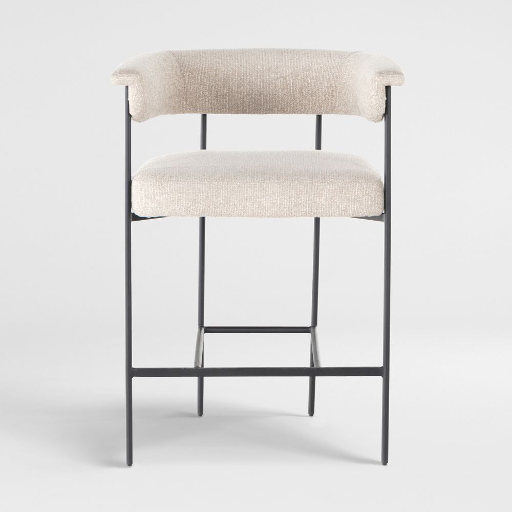 Sutter White Bouclé Counter Stool