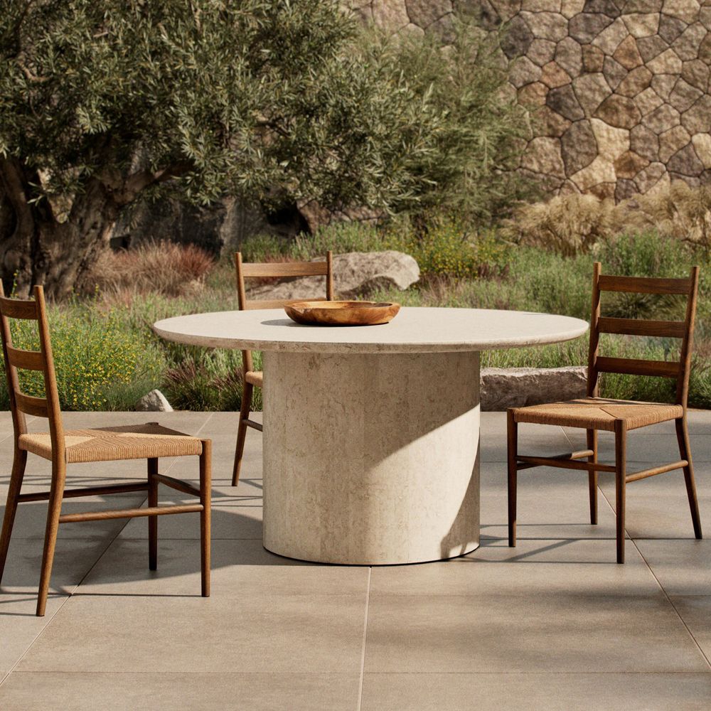 Alternative view of Athens 60" Round Marble Outdoor Dining Table