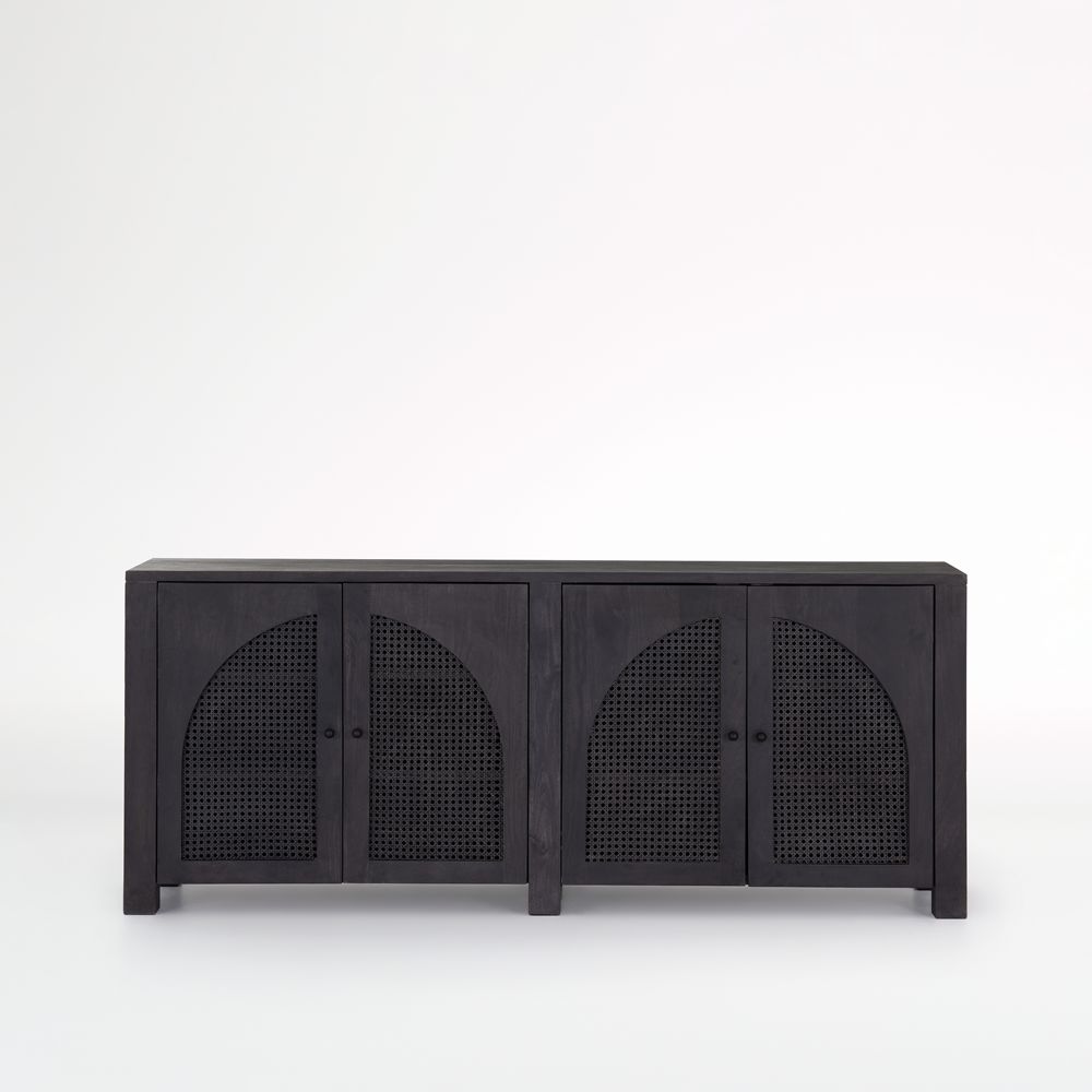 Geneva 78" Black Wood Credenza