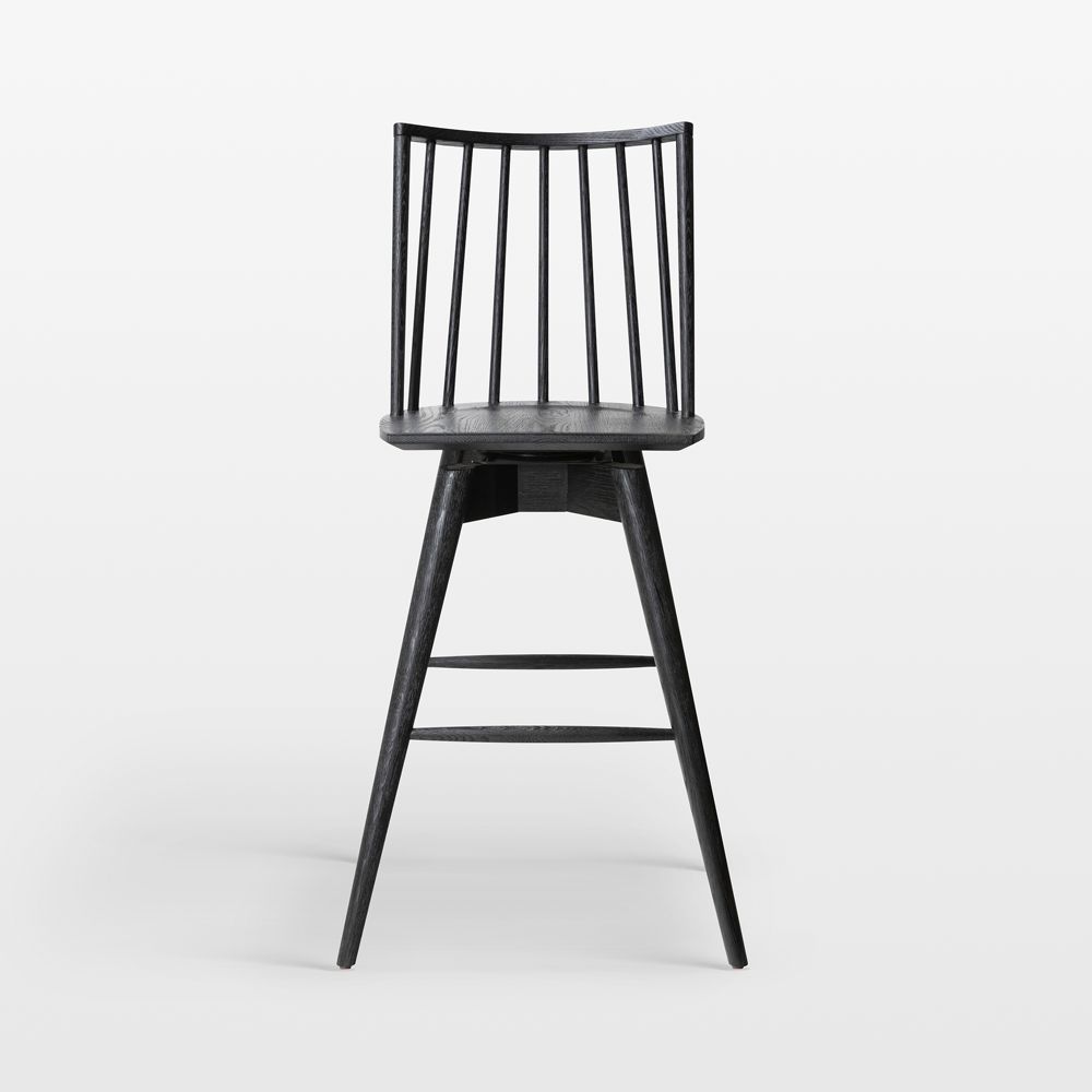 Zane Black Solid Oak Swivel Bar Stool