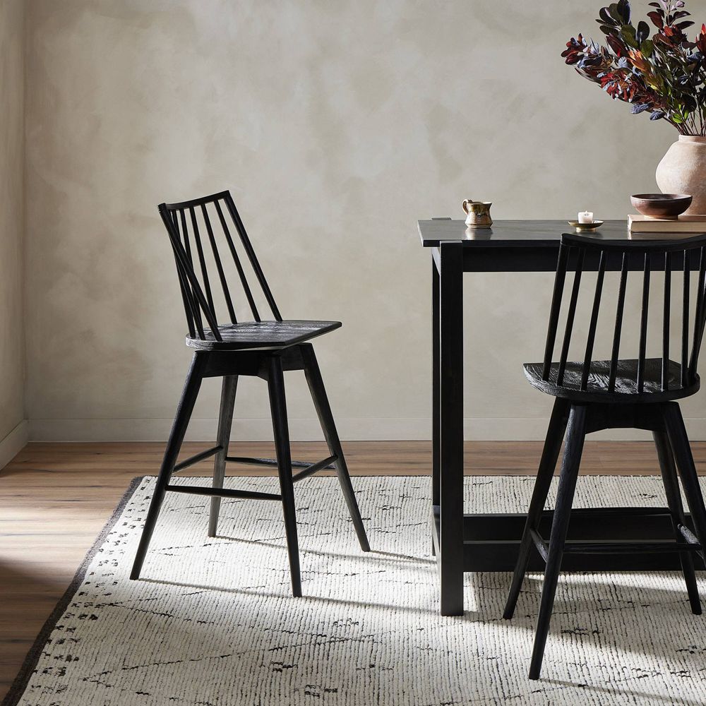 Alternative view of Zane Black Solid Oak Swivel Bar Stool