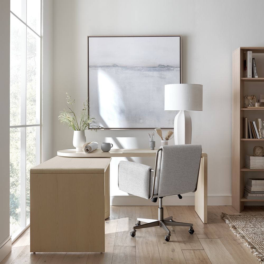 Alternative view of Twist 64" Whitewashed Ash Rotating Large Desk with Storage