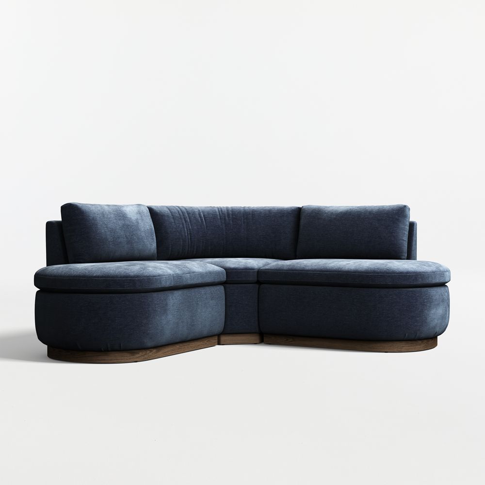 Edendale Blue Upholstered Double L-Shaped Loveseat Storage Dining Banquette