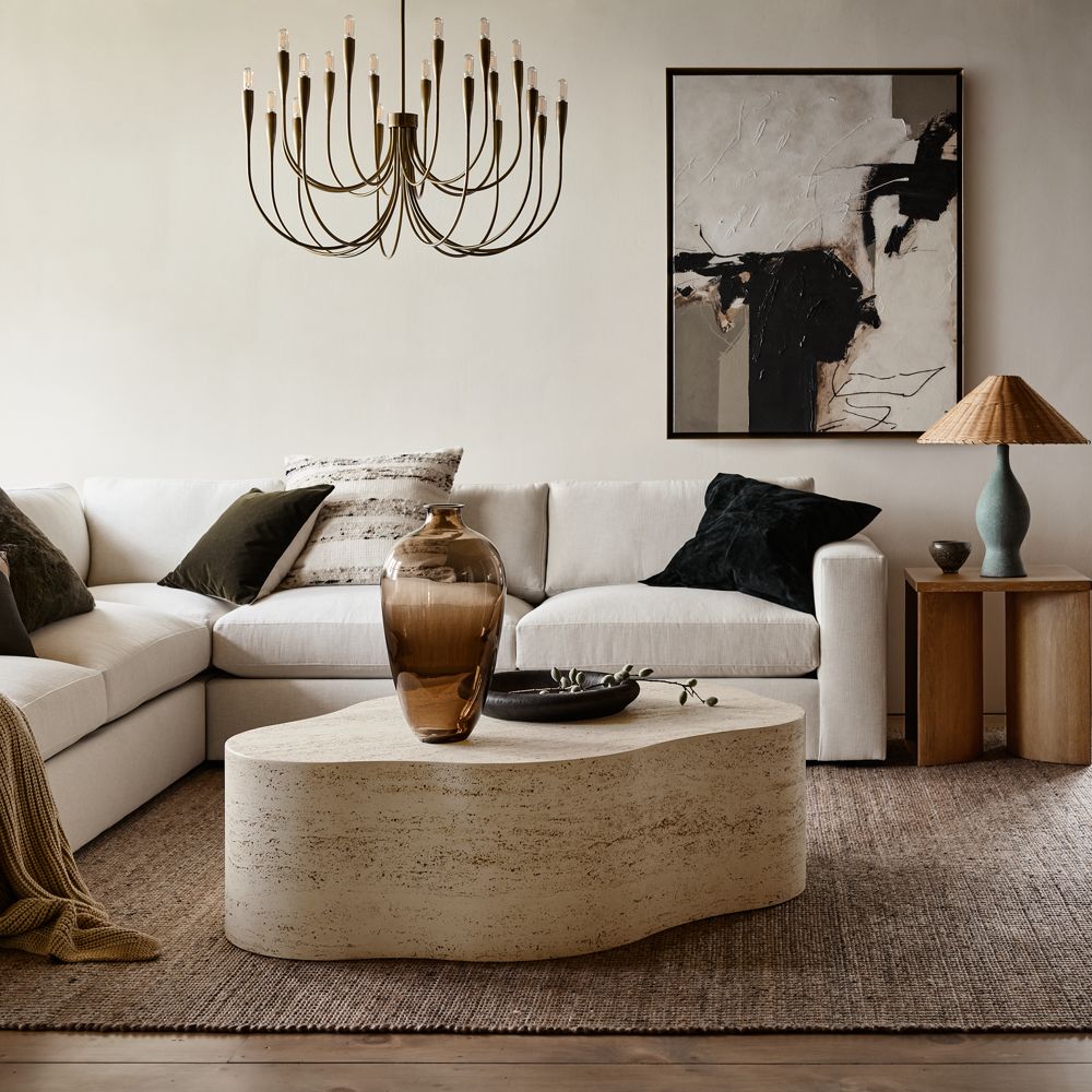 Alternative view of Fleur Faux Travertine Resin 52" Coffee Table