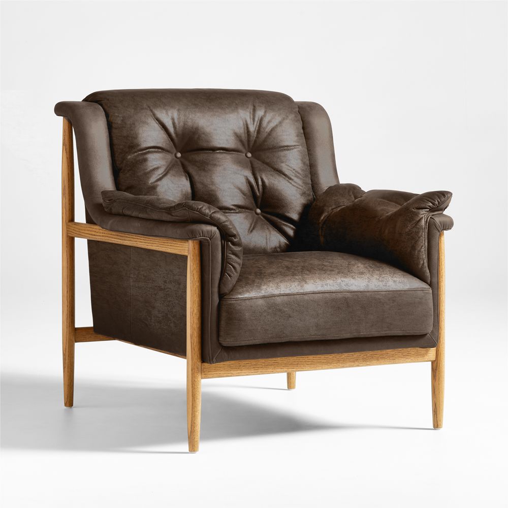 Alternative view of Cigar Wood and Leather Accent Chair