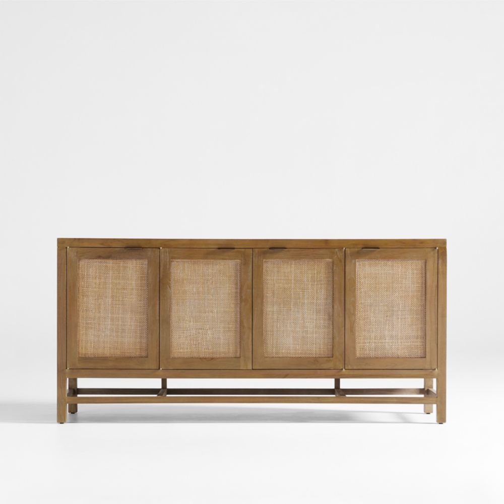 Blake Light Brown Teak and Rattan Storage Media Console (68"-85")
