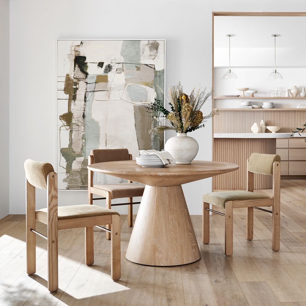 Alternative view of Palisades 48" Whitewashed Wood Round Pedestal Dining Table
