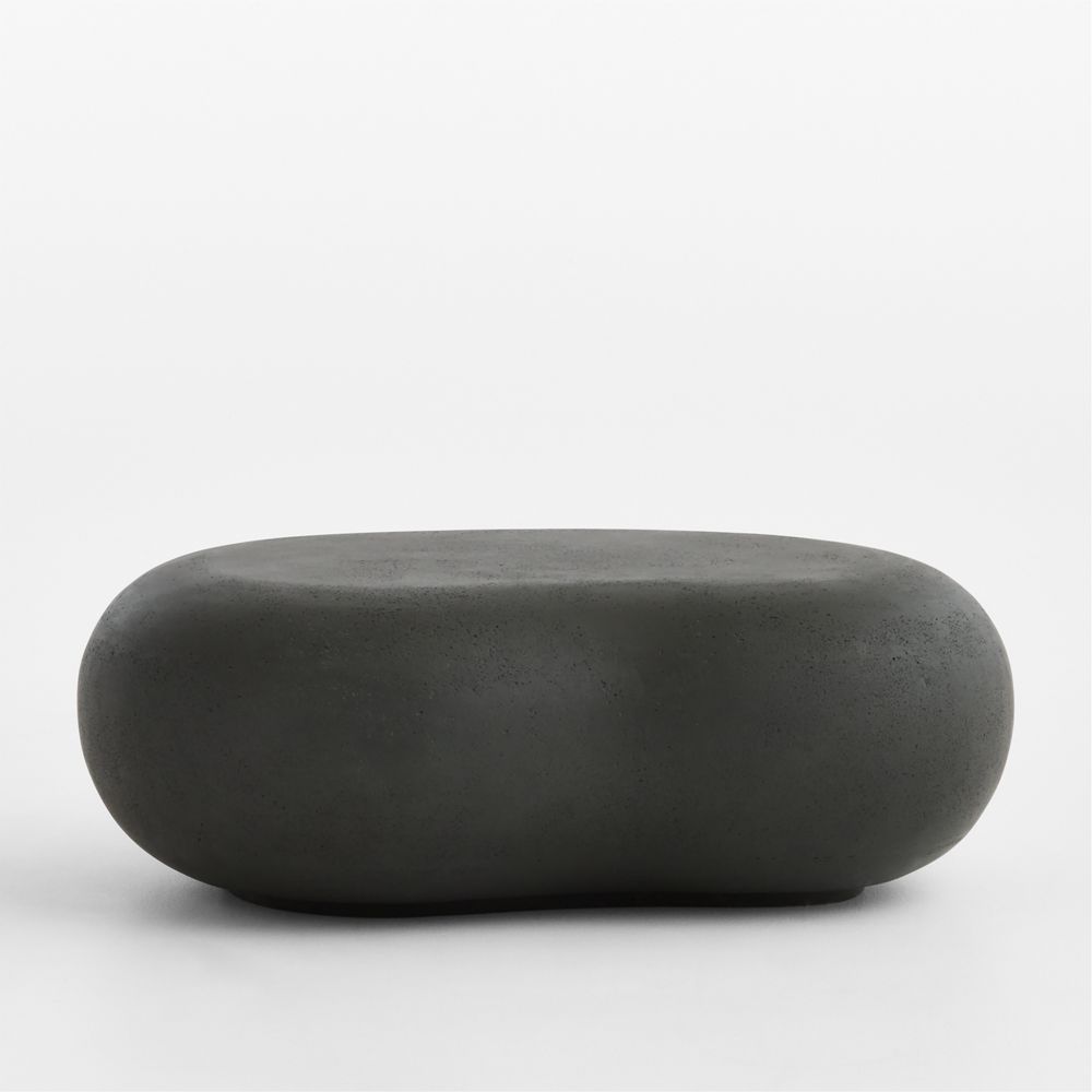 Pebble Charcoal Concrete Oval Indoor/Outdoor Coffee Table by Leanne Ford (39"-59")