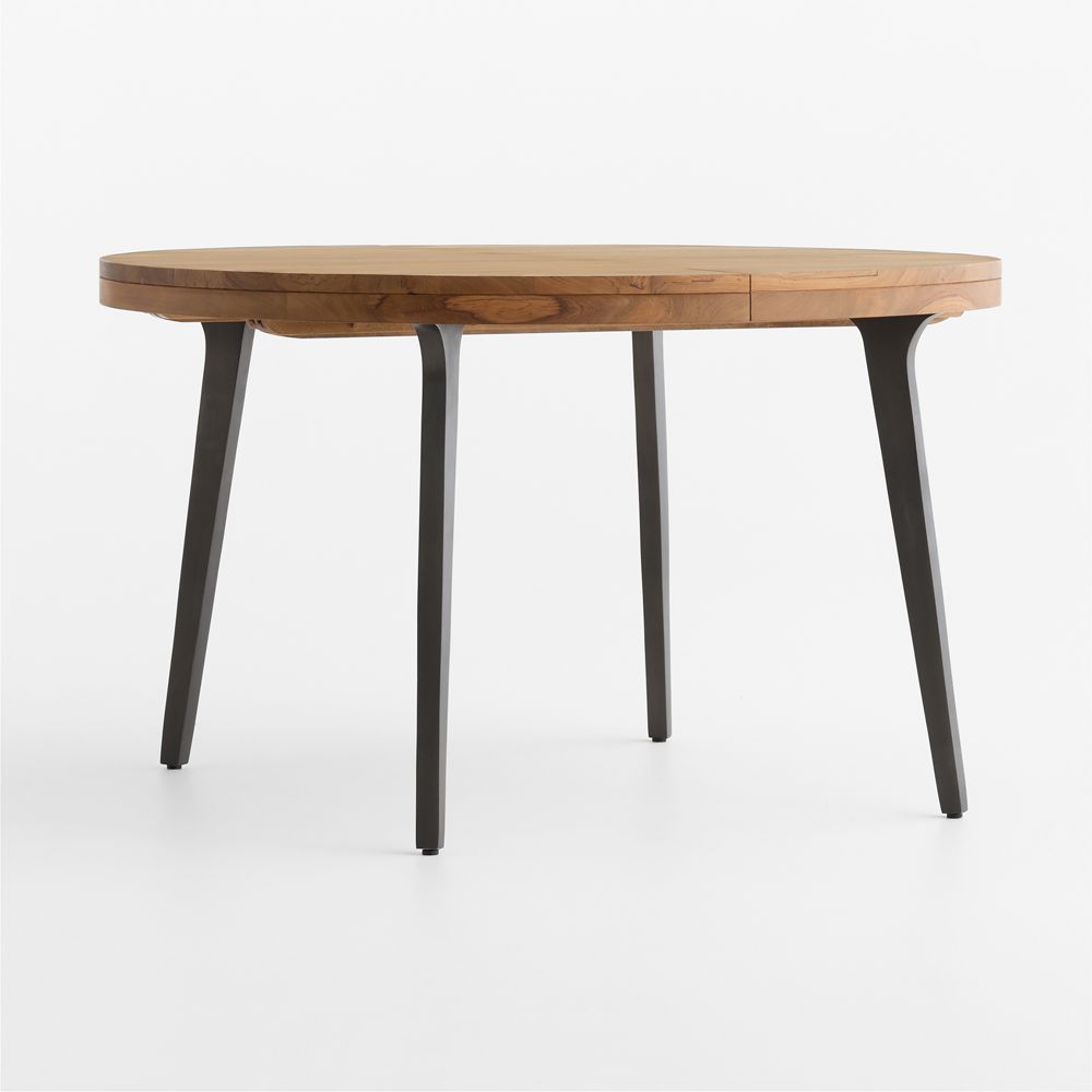 Lakin 50"-74" Teak Wood Round Extendable Dining Table