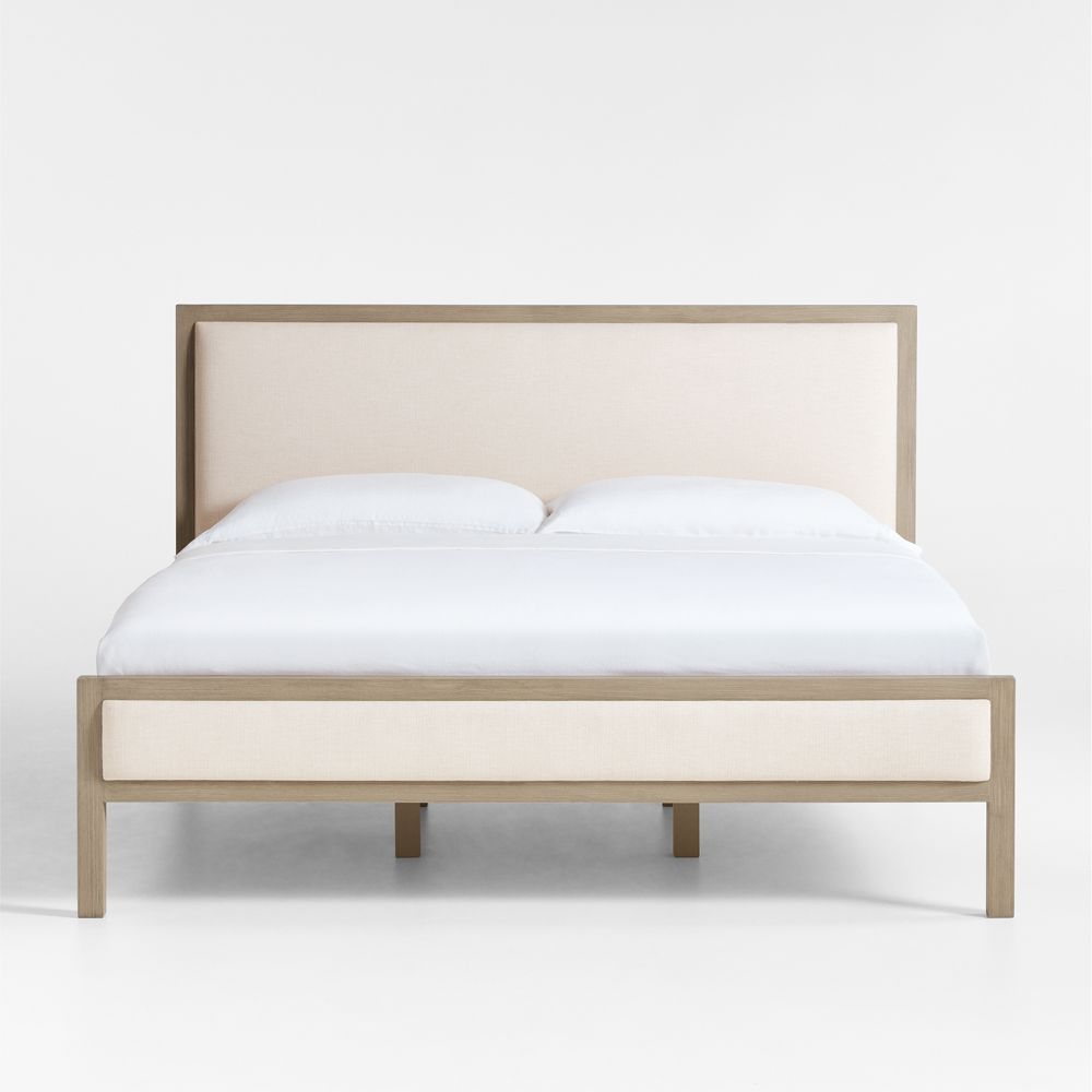Keane Weathered Natural Wood Upholstered Bed