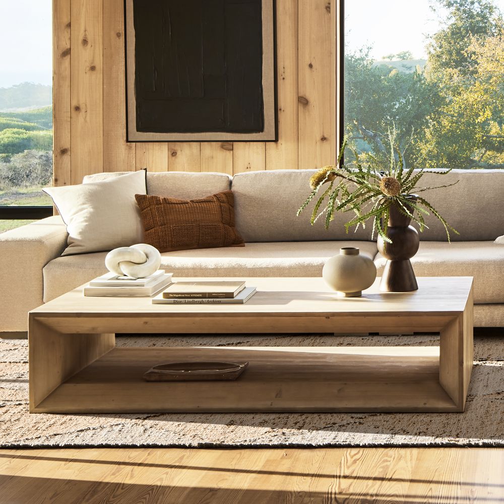 Alternative view of Vernon Natural Pine Wood Rectangular Coffee Table (56"-68")