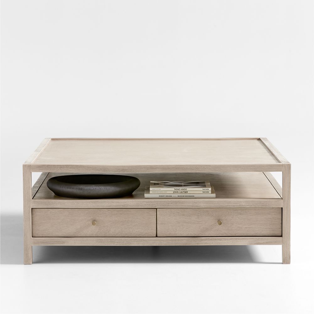 Keane Weathered Natural Wood Storage Coffee Table (45"-54")