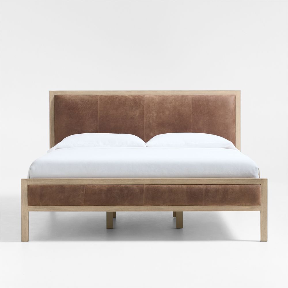 Keane Weathered Natural Wood and Leather Bed