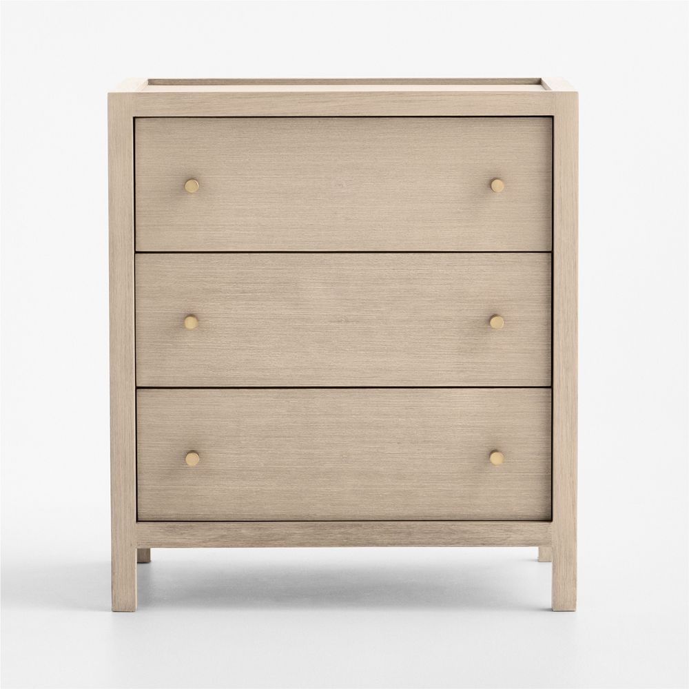 Keane 26" Weathered Natural Solid Wood 3-Drawer Charging Nightstand