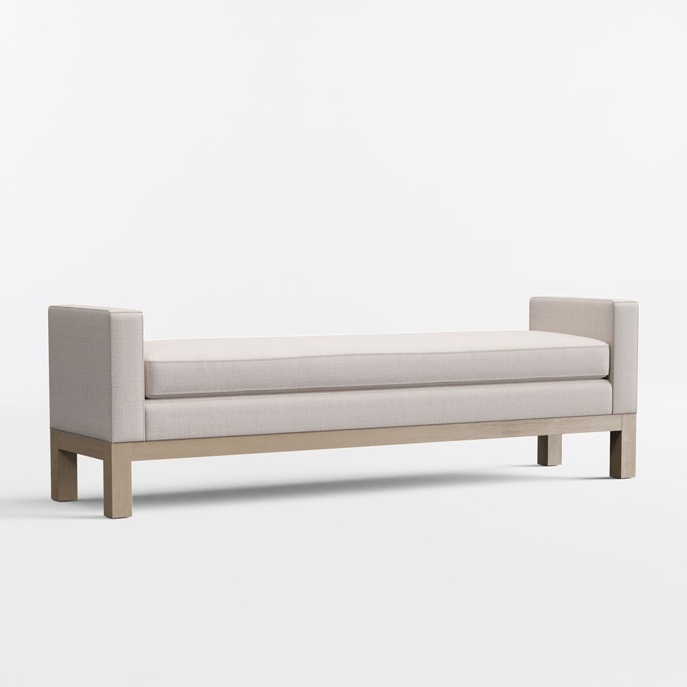 Keane Weathered Natural Wood Upholstered Bench (54"-70")