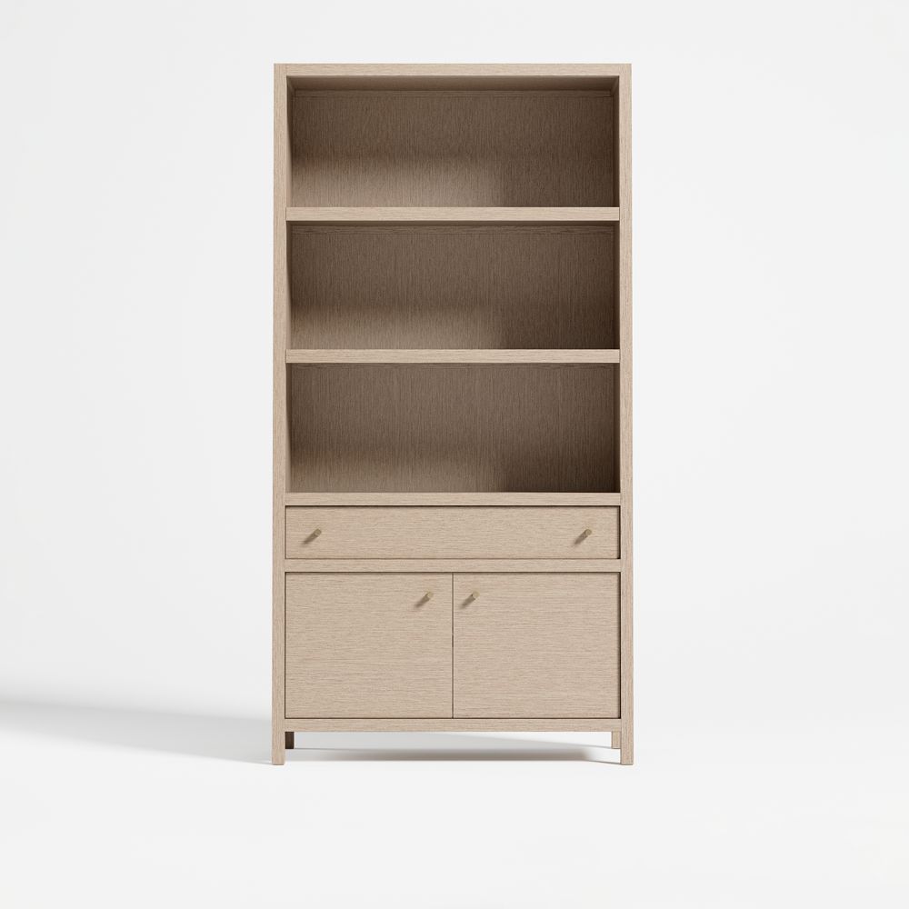 Keane 40" Weathered Natural Wood Storage Bookcase