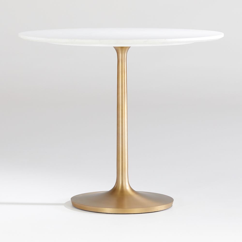 Nero White Marble and Brass Round Bistro Dining Table (36"-60")