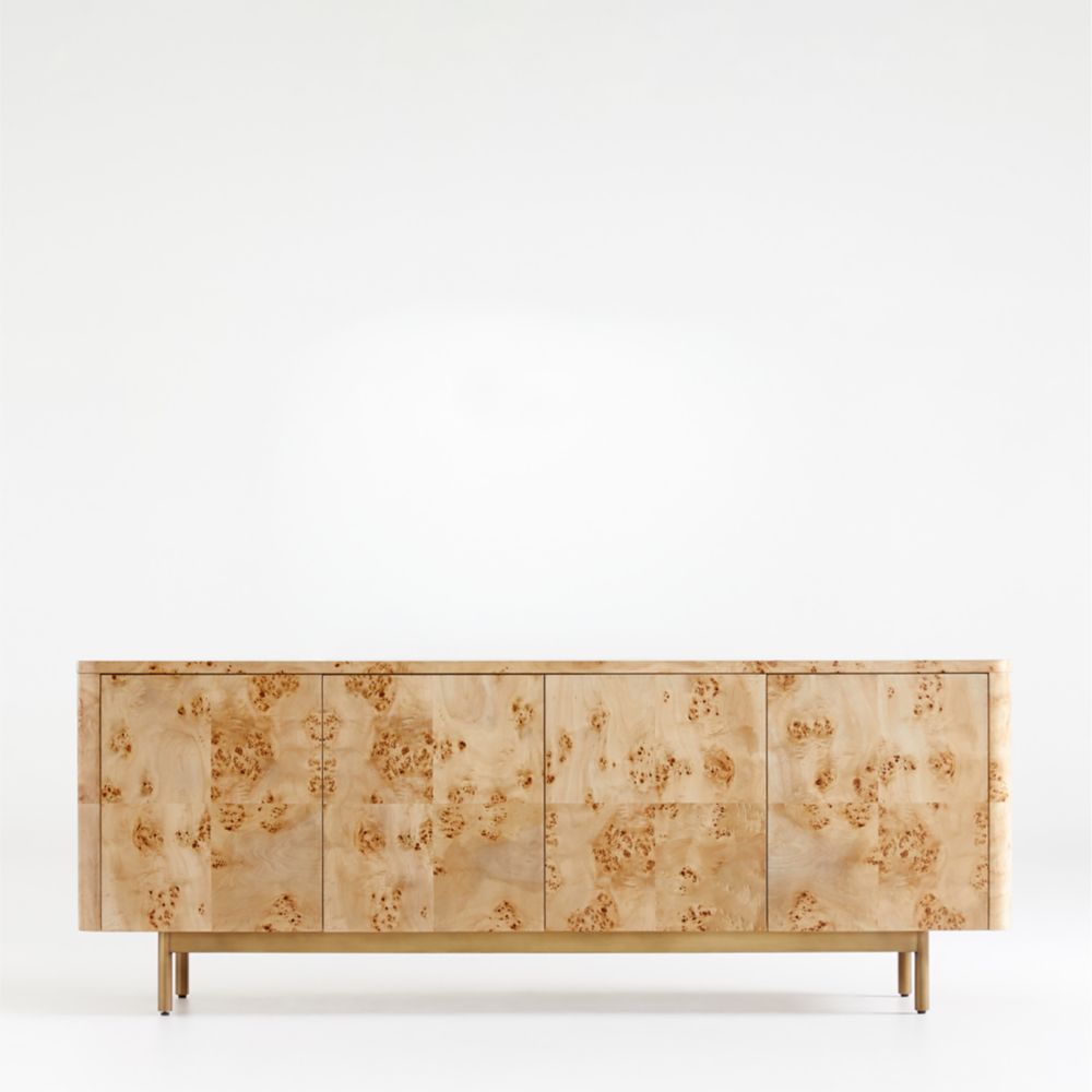 Mota 80" Natural Burl Wood Storage Media Console