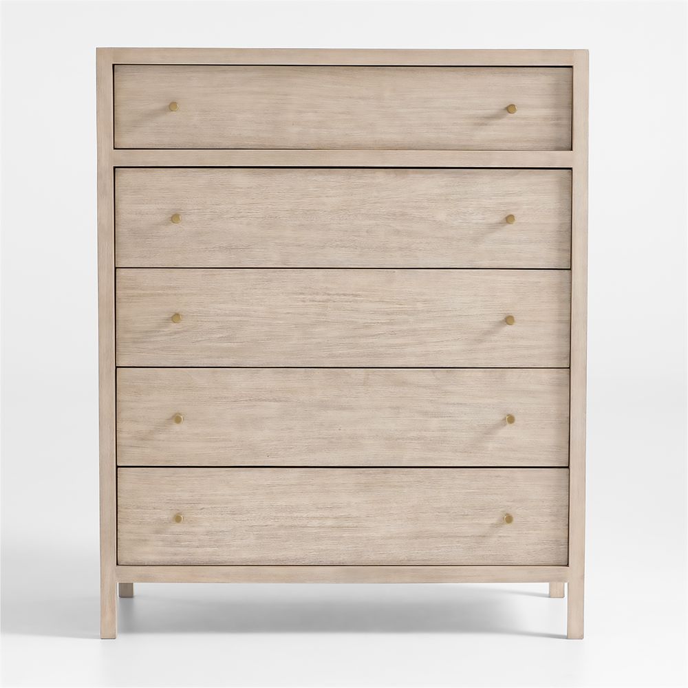 Keane 42" Weathered Natural Solid Wood 5-Drawer Tall Dresser