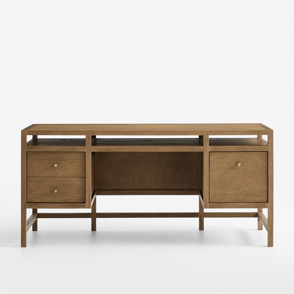 Keane 65" Solid Driftwood Desk with Outlets