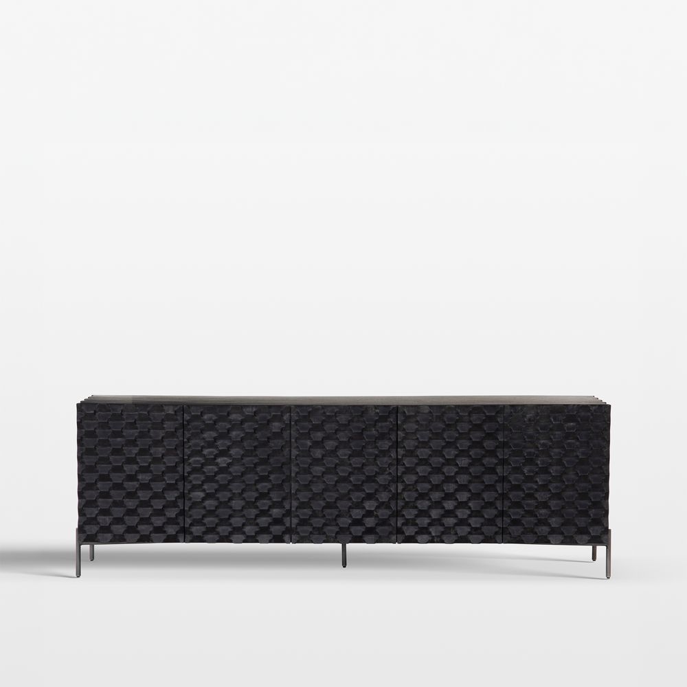Raffael Black Carved Wood Storage Media Console (49.5"-82")